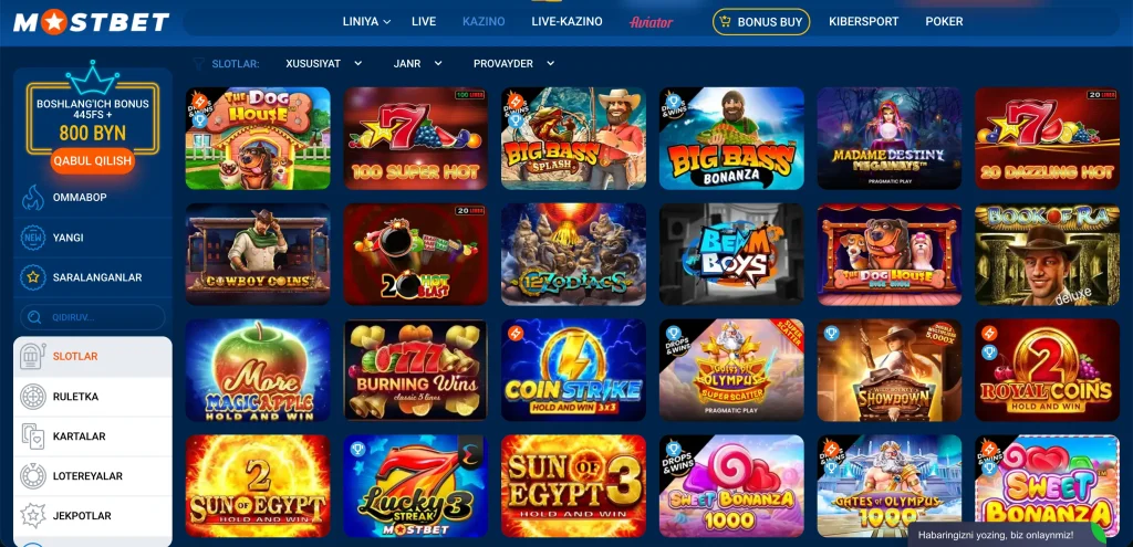 mostbet uz slotlar