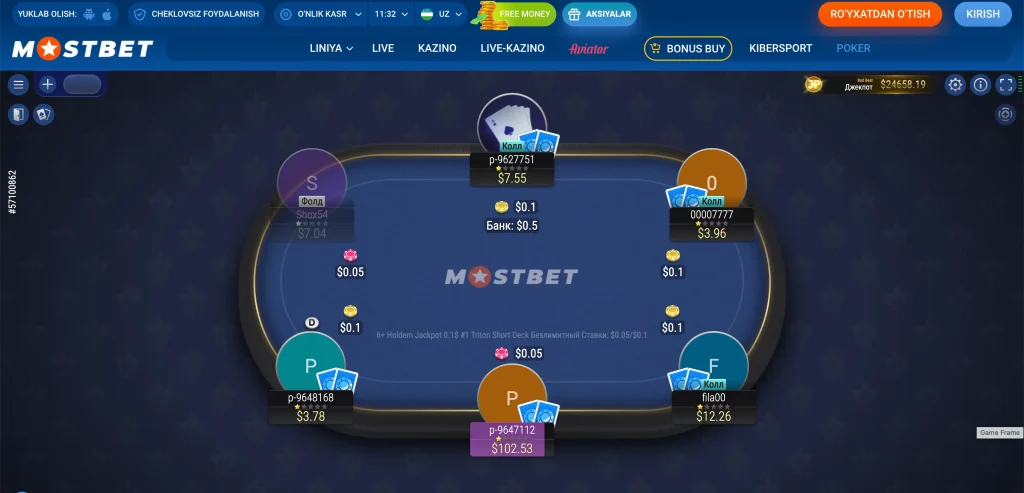 mostbet uz poker